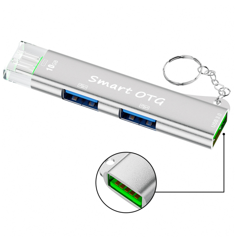 Jaya 319 USB-C hub s tromi portmi, 1 vstup, 3 výstupy, 10Gbps, bez externého napájania