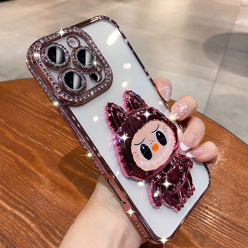 Θήκη TPU με στρας για iPhone, με βάση καθρέφτη, ηλεκτροπλατιωμένο φινίρισμα, αντίσταση σε πτώσεις