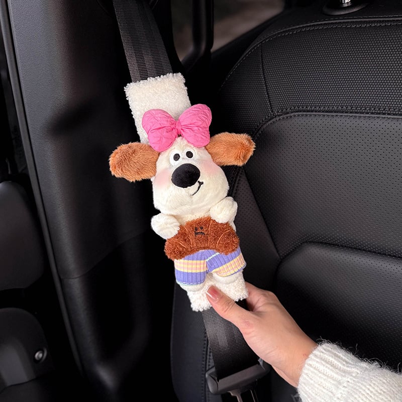 Jastuk za ramenski dio sigurnosnog pojasa automobila - motiv šteneta, poliester, 0,13 kg, otporan na abraziju