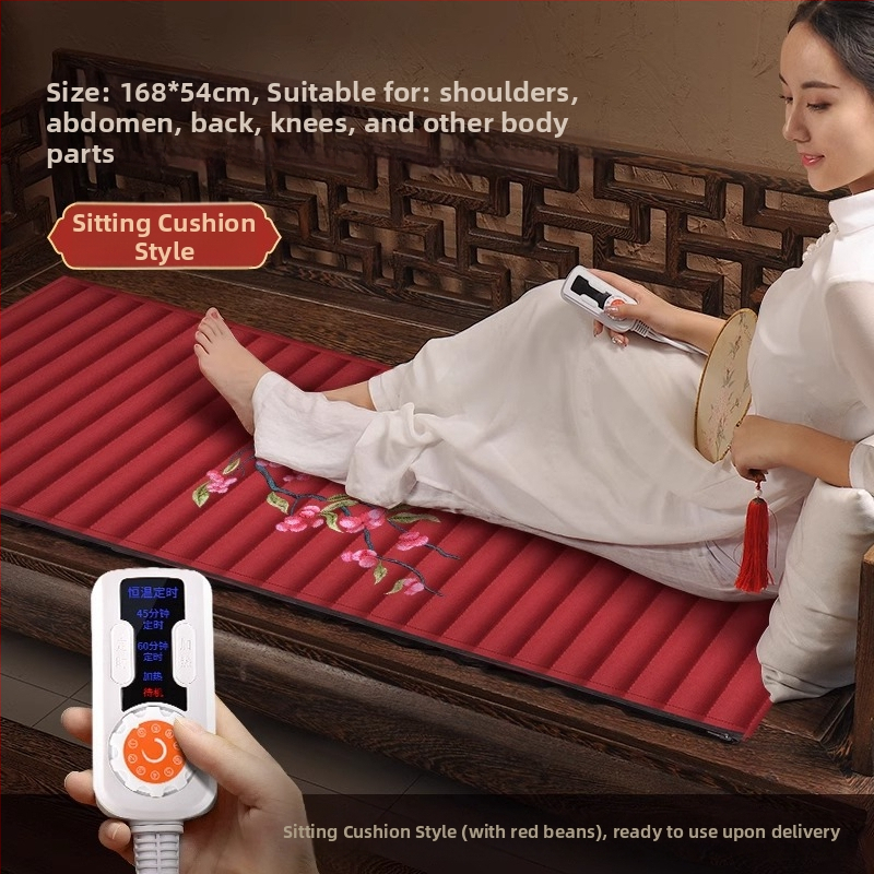 Kubo formos raudonųjų pupelių šilumos kompresas viso kūno gydymui – elektrinis šildymas, 100W, 220V/50Hz, temperatūros diapazonas 30–80°C, 10 lygių valdymas, lininis audinys, CCC sertifikuotas