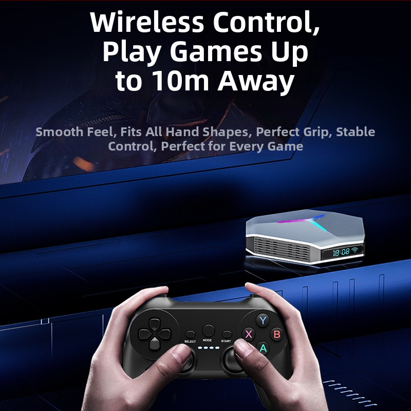 X10 Spēļu Kaste ar Dubultās Sistēmas Atbalstu, Android 11, Cloud PC, 2GB RAM + 16GB ROM, HDMI/AV, 2–4 Spēlētāji, Esports Stils