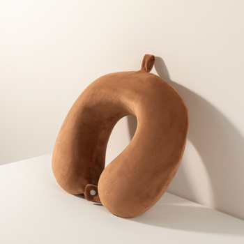 Memóriahabú U-alakú nyakpárna utazáshoz és irodába, plüss anyaggal, hordozható