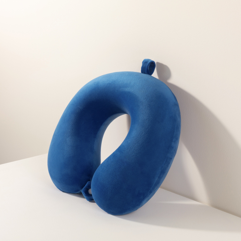 Memóriahabú U-alakú nyakpárna utazáshoz és irodába, plüss anyaggal, hordozható