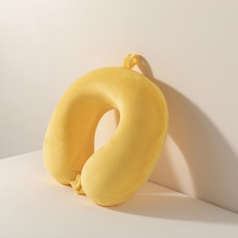 Memóriahabú U-alakú nyakpárna utazáshoz és irodába, plüss anyaggal, hordozható