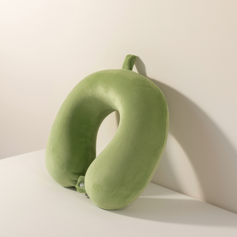 Memóriahabú U-alakú nyakpárna utazáshoz és irodába, plüss anyaggal, hordozható