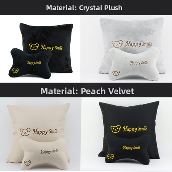 Automobiļas galvas atbalsta un jostas atbalsta komplekts ar kristāla samta ārējo apdari, PP kokvilnas pildījums, karikatūru dzīvnieku raksts, visām sezonām, piemērots visām automašīnām