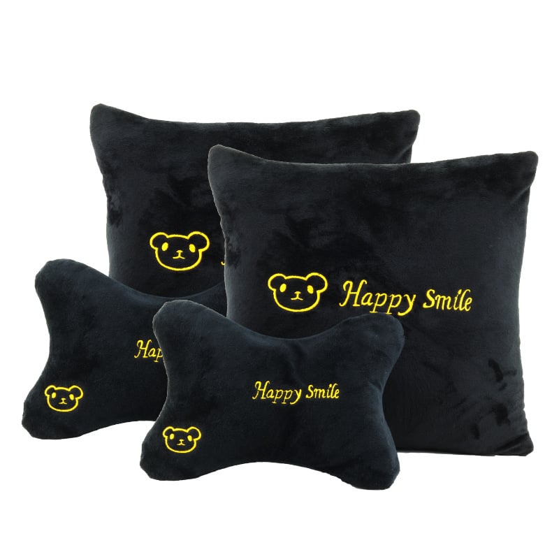 Automobiļas galvas atbalsta un jostas atbalsta komplekts ar kristāla samta ārējo apdari, PP kokvilnas pildījums, karikatūru dzīvnieku raksts, visām sezonām, piemērots visām automašīnām