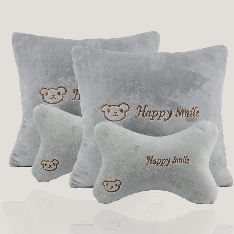 Automobiļas galvas atbalsta un jostas atbalsta komplekts ar kristāla samta ārējo apdari, PP kokvilnas pildījums, karikatūru dzīvnieku raksts, visām sezonām, piemērots visām automašīnām