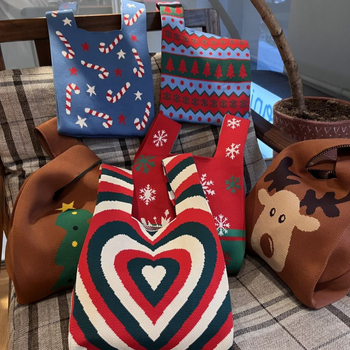 Плетена чанта за ежедневна употреба, вертикална квадратна форма, полиестер, без подплата, външен джоб, без презрамки