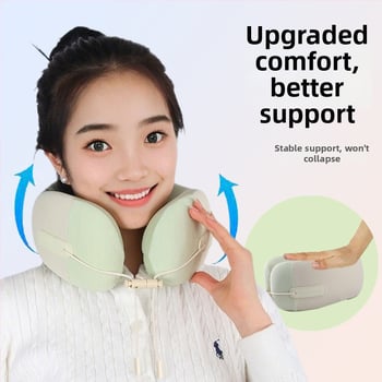 У-образна възглавница за пътуване, за шията – паметна пяна, дишаща, със сваляем калъф и пране, компактна