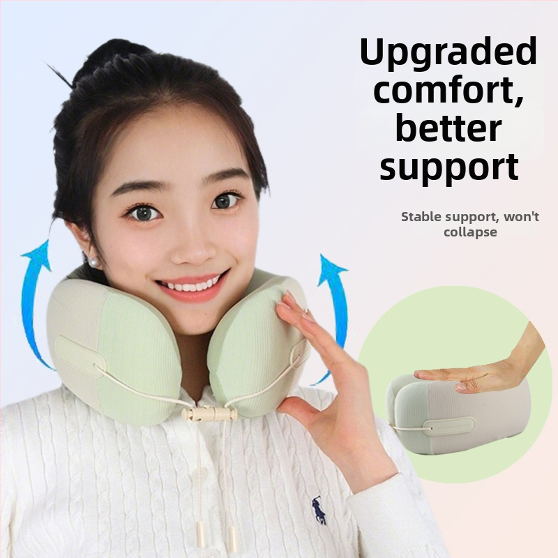 У-образна възглавница за пътуване, за шията – паметна пяна, дишаща, със сваляем калъф и пране, компактна