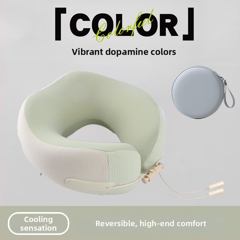 У-образна възглавница за пътуване, за шията – паметна пяна, дишаща, със сваляем калъф и пране, компактна