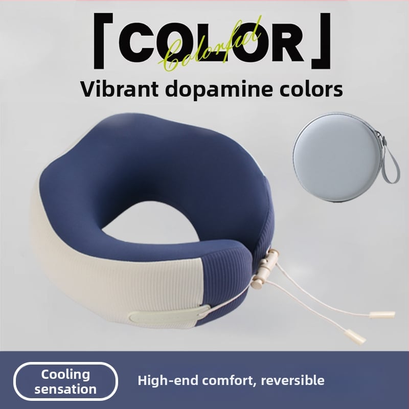 У-образна възглавница за пътуване, за шията – паметна пяна, дишаща, със сваляем калъф и пране, компактна