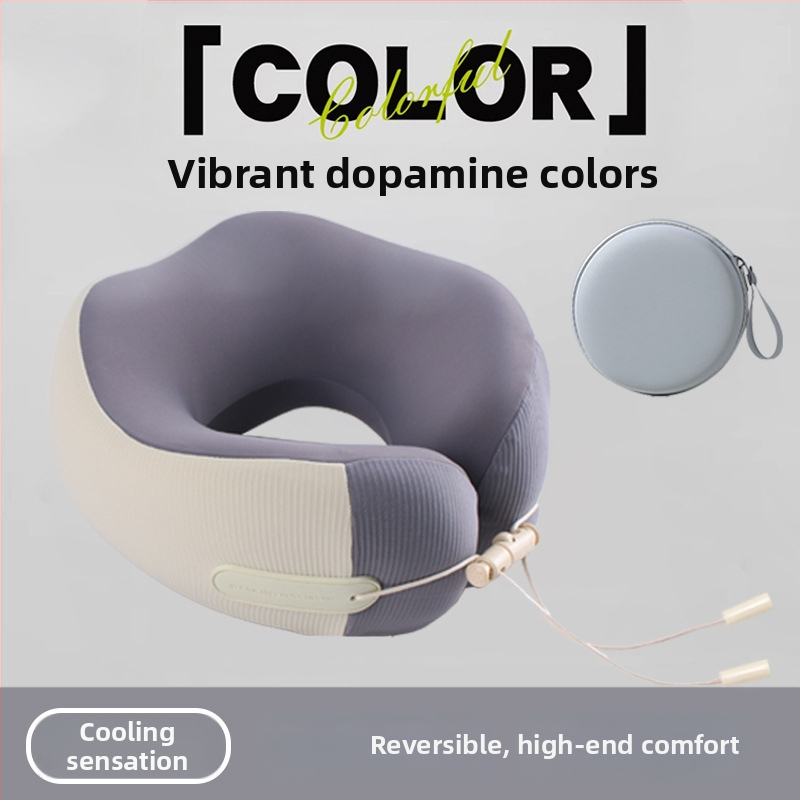 У-образна възглавница за пътуване, за шията – паметна пяна, дишаща, със сваляем калъф и пране, компактна