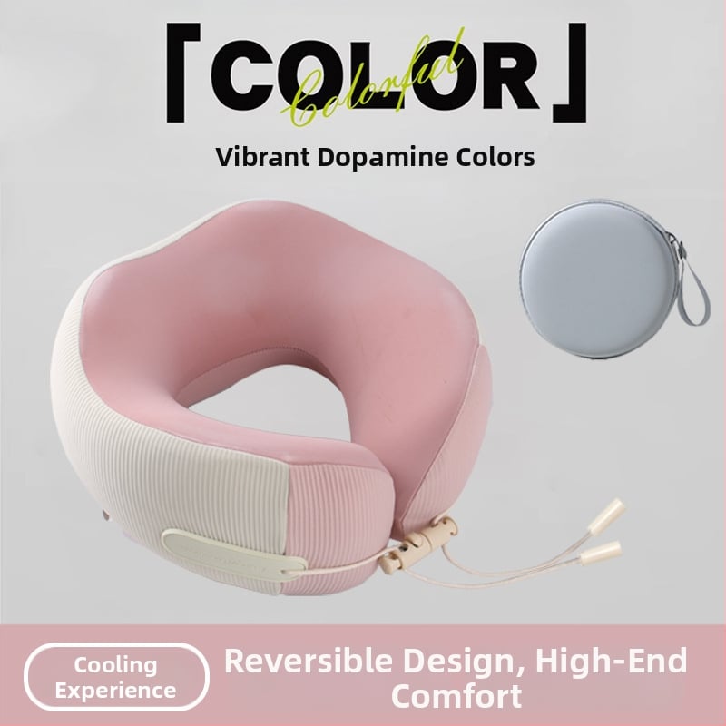 У-образна възглавница за пътуване, за шията – паметна пяна, дишаща, със сваляем калъф и пране, компактна