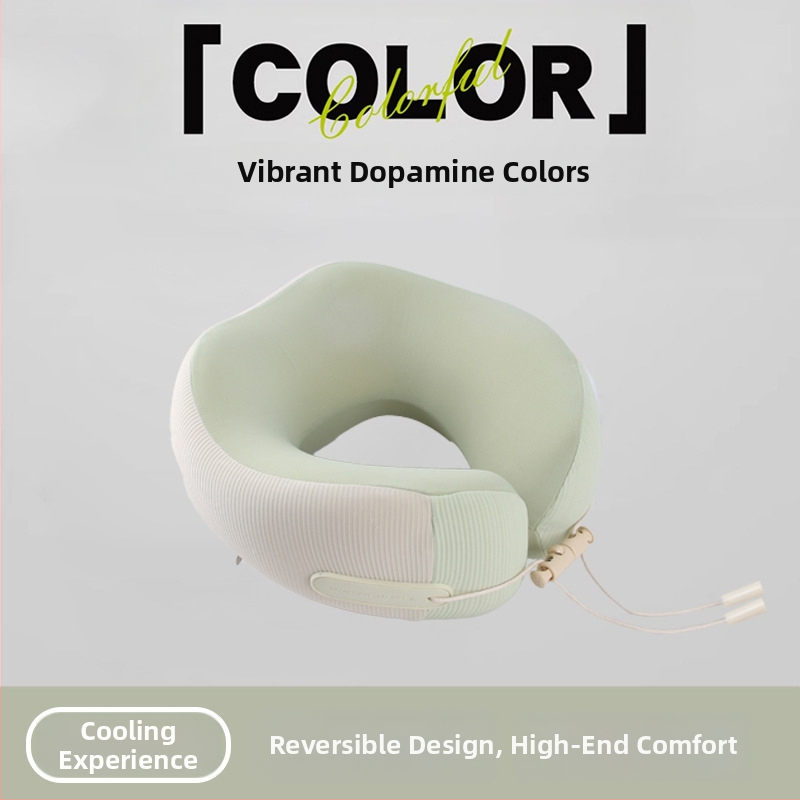 У-образна възглавница за пътуване, за шията – паметна пяна, дишаща, със сваляем калъф и пране, компактна