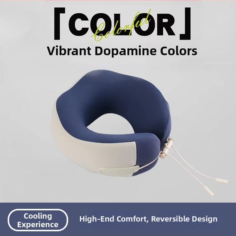 У-образна възглавница за пътуване, за шията – паметна пяна, дишаща, със сваляем калъф и пране, компактна