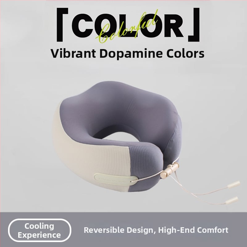 У-образна възглавница за пътуване, за шията – паметна пяна, дишаща, със сваляем калъф и пране, компактна