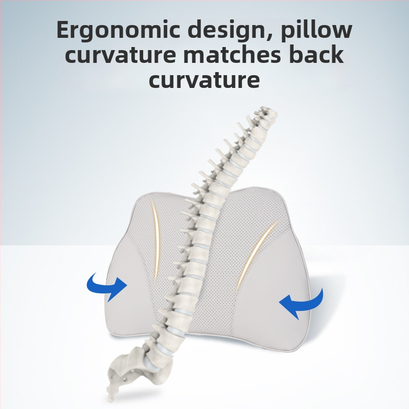 Auto galvas un kakla spilvens ar atmiņas putām, perforēta elpojoša pārklājuma no Nappa ādas, universāla pielietojums, muguras daļas atbalsts, iespēja pielāgot logotipu