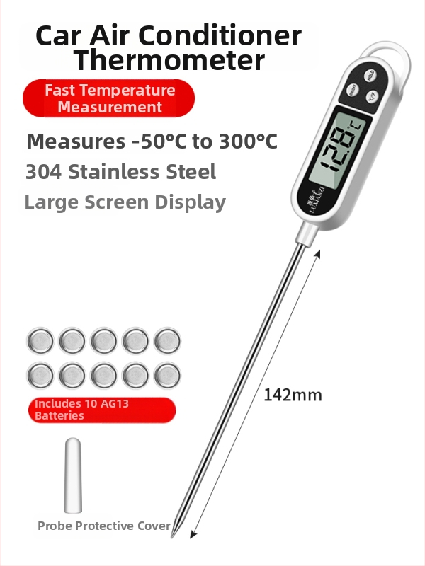 Automobiļu kondicioniera termometra detektors - digitālais temperatūras testers ar sondu gaisa izplūdei