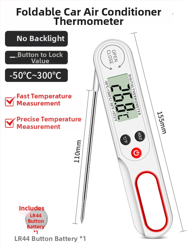 Automobiļu kondicioniera termometra detektors - digitālais temperatūras testers ar sondu gaisa izplūdei