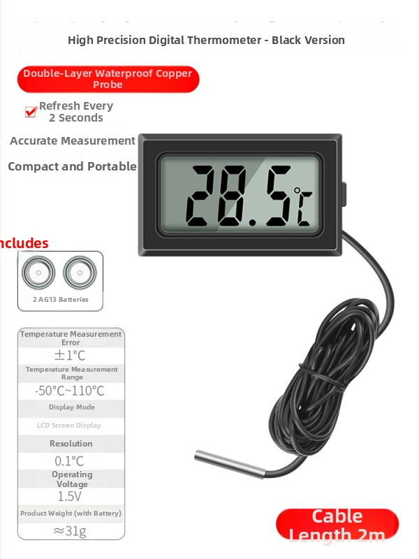 Automobiļu kondicioniera termometra detektors - digitālais temperatūras testers ar sondu gaisa izplūdei
