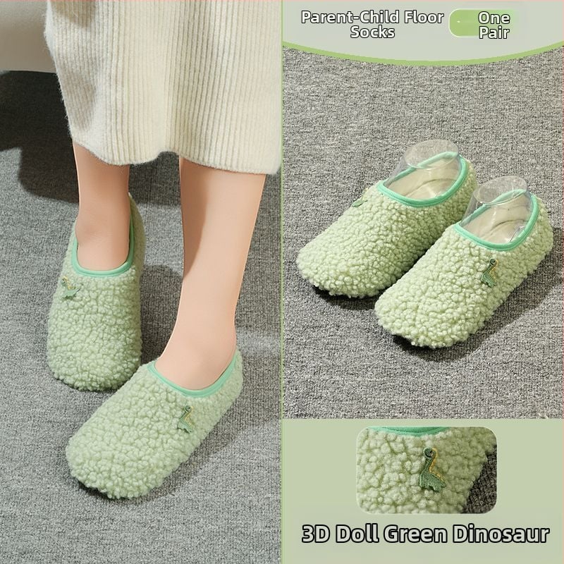 Вътрешни неплъзгащи се велурени подови чорапи за деца и възрастни, дебели зайча козина, къса тръба