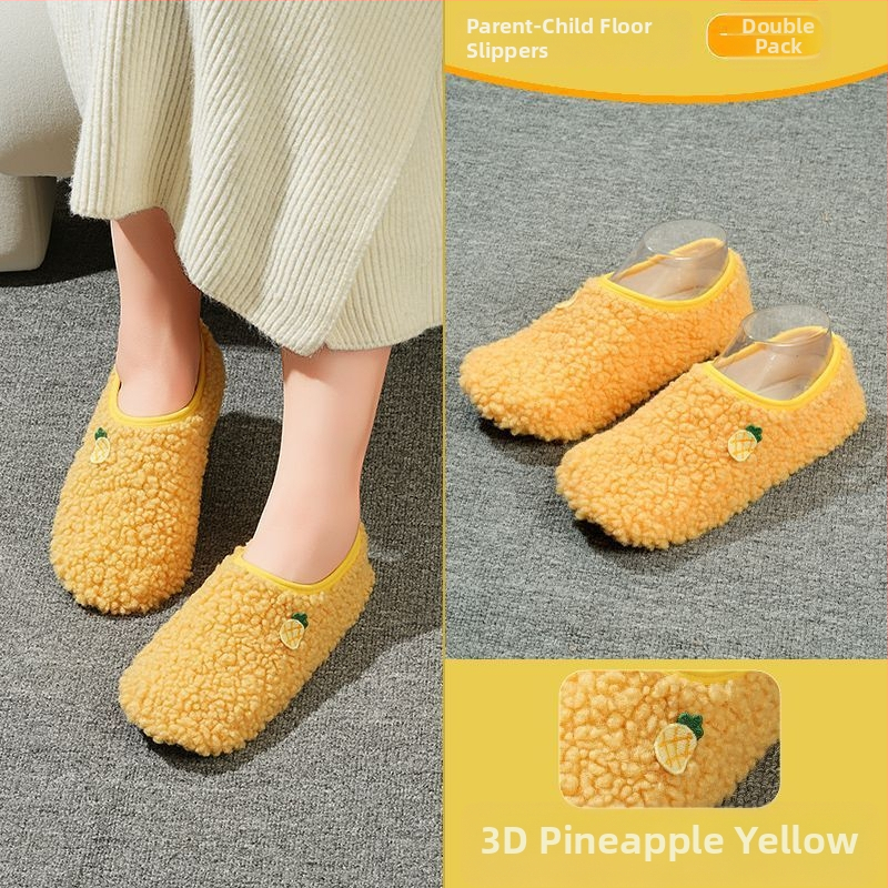 Вътрешни неплъзгащи се велурени подови чорапи за деца и възрастни, дебели зайча козина, къса тръба