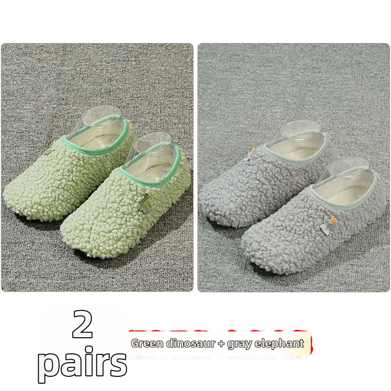 Вътрешни неплъзгащи се велурени подови чорапи за деца и възрастни, дебели зайча козина, къса тръба