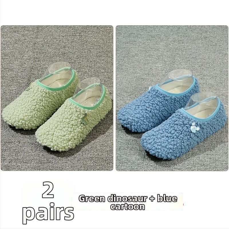 Вътрешни неплъзгащи се велурени подови чорапи за деца и възрастни, дебели зайча козина, къса тръба