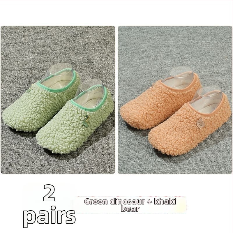 Вътрешни неплъзгащи се велурени подови чорапи за деца и възрастни, дебели зайча козина, къса тръба