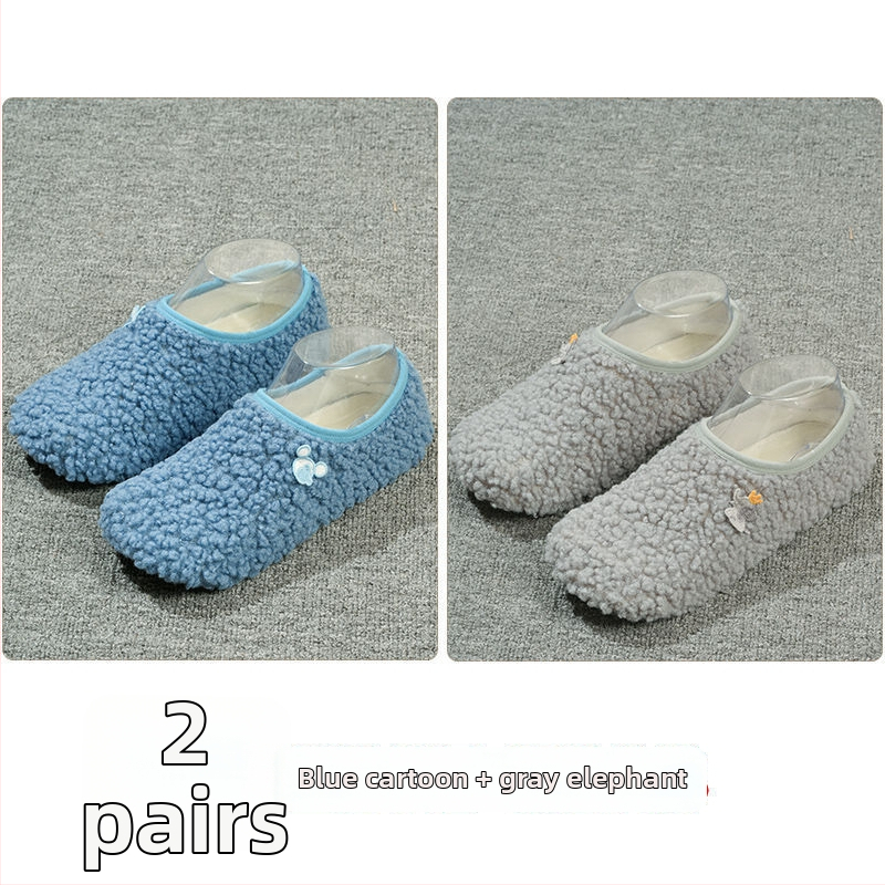 Вътрешни неплъзгащи се велурени подови чорапи за деца и възрастни, дебели зайча козина, къса тръба