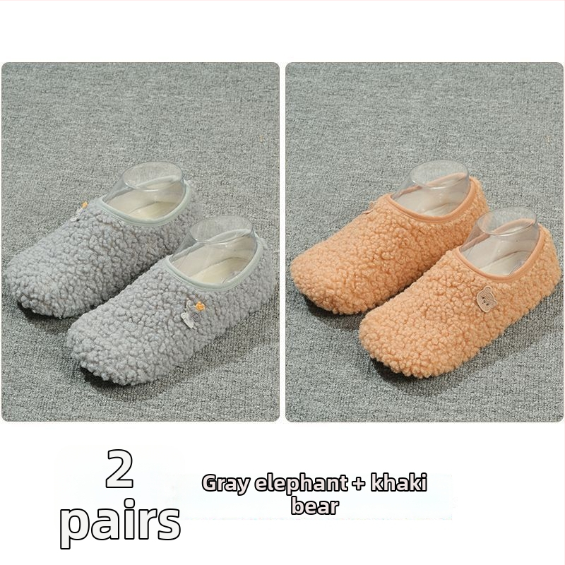 Вътрешни неплъзгащи се велурени подови чорапи за деца и възрастни, дебели зайча козина, къса тръба