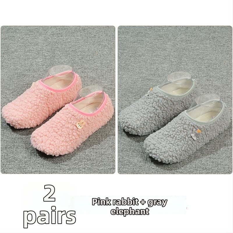 Вътрешни неплъзгащи се велурени подови чорапи за деца и възрастни, дебели зайча козина, къса тръба