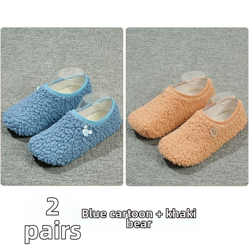 Вътрешни неплъзгащи се велурени подови чорапи за деца и възрастни, дебели зайча козина, къса тръба