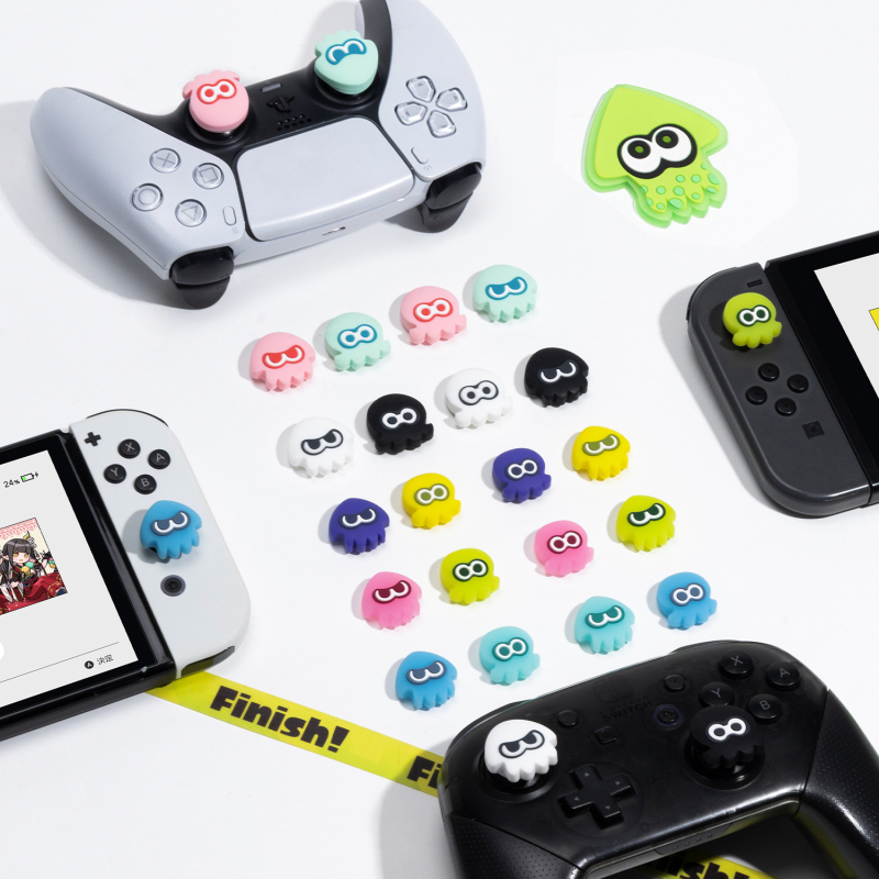 Capace din silicon pentru joystick Nintendo Switch, model U-P5-TG-TH-BW-SP, pentru consola Switch, ambalare blister