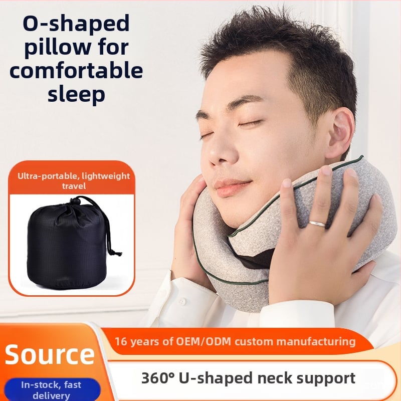 Atmiņas putu U formas ceļojumu kakla spilvens ar 100% kokvilnas pārklājumu, pārnēsājams, universāla saderība
