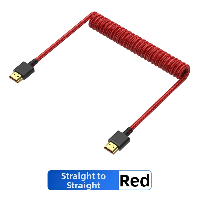 HDMI 2.1 kábel s pravým uhlom, farebnou opletkou a pružinovým ťahom, 1 m, 8K video
