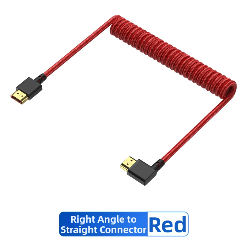 HDMI 2.1 kábel s pravým uhlom, farebnou opletkou a pružinovým ťahom, 1 m, 8K video