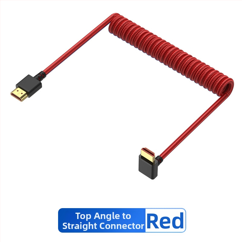 HDMI 2.1 kábel s pravým uhlom, farebnou opletkou a pružinovým ťahom, 1 m, 8K video