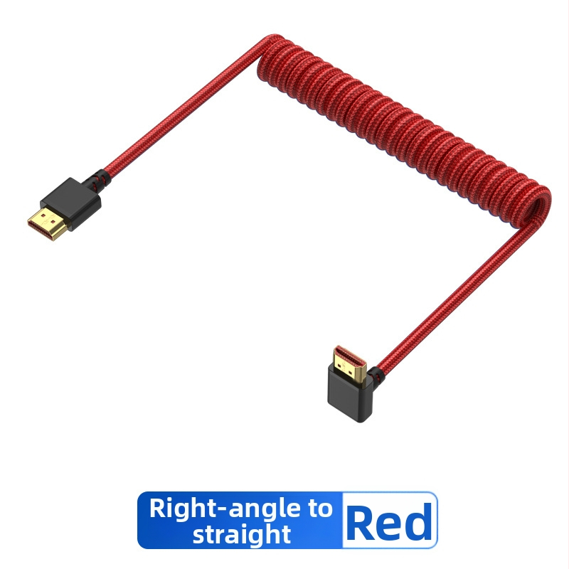 HDMI 2.1 kábel s pravým uhlom, farebnou opletkou a pružinovým ťahom, 1 m, 8K video