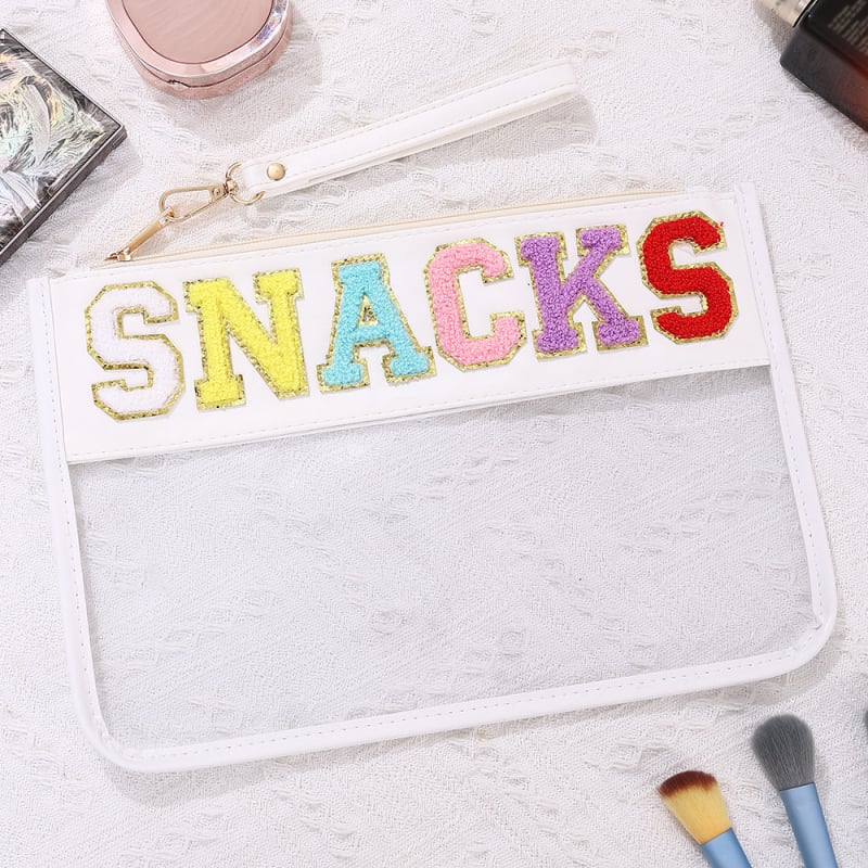 Козметична чанта с буквен принт от прозрачен PVC, PU подплата (PVC материал; модел: букви; подплата: PU; водоустойчива)