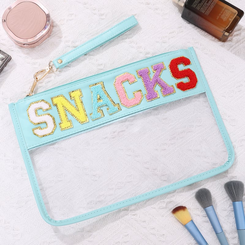 Козметична чанта с буквен принт от прозрачен PVC, PU подплата (PVC материал; модел: букви; подплата: PU; водоустойчива)