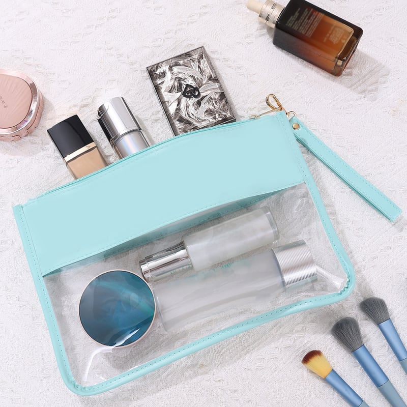 Козметична чанта с буквен принт от прозрачен PVC, PU подплата (PVC материал; модел: букви; подплата: PU; водоустойчива)