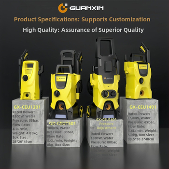 Вертикална 220V автомобилна водоструйка с 1800W, PP корпус, AC мотор, макс. налягане 65 bar, дебит 4-8 л/мин, с четка за промиване