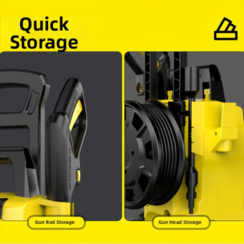 Вертикална 220V автомобилна водоструйка с 1800W, PP корпус, AC мотор, макс. налягане 65 bar, дебит 4-8 л/мин, с четка за промиване