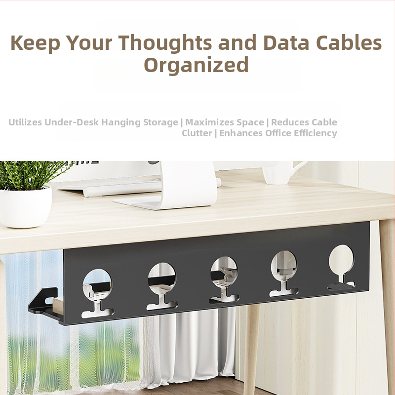 Pod stolom káblový organizér – Shell Stone, oceľ za studeného valcovania, jednoduchý navíjací mechanizmus, vhodný pre zásuvky a nabíjacie káble