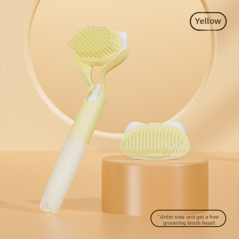 Pieptene pentru animale de companie cu sterilizare prin lumină albastră – perie cu pulverizator portabil pentru pisici și câini, instrument manual de pulverizare (Materiale: PP, gel de siliciu, PET; Greutate: 95 g; Lansat: 2022)