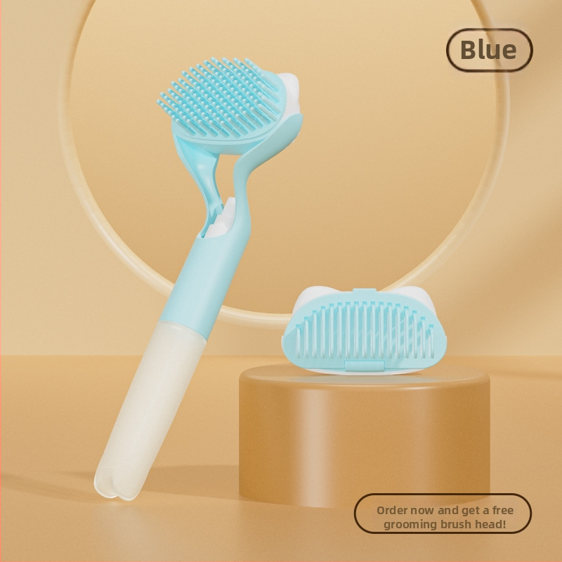 Pieptene pentru animale de companie cu sterilizare prin lumină albastră – perie cu pulverizator portabil pentru pisici și câini, instrument manual de pulverizare (Materiale: PP, gel de siliciu, PET; Greutate: 95 g; Lansat: 2022)