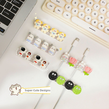 Datora galda kabelu organizētājs, jauks karikatūru stilā, uzglabāšanas turētājs uzlādes un datu kabeliem